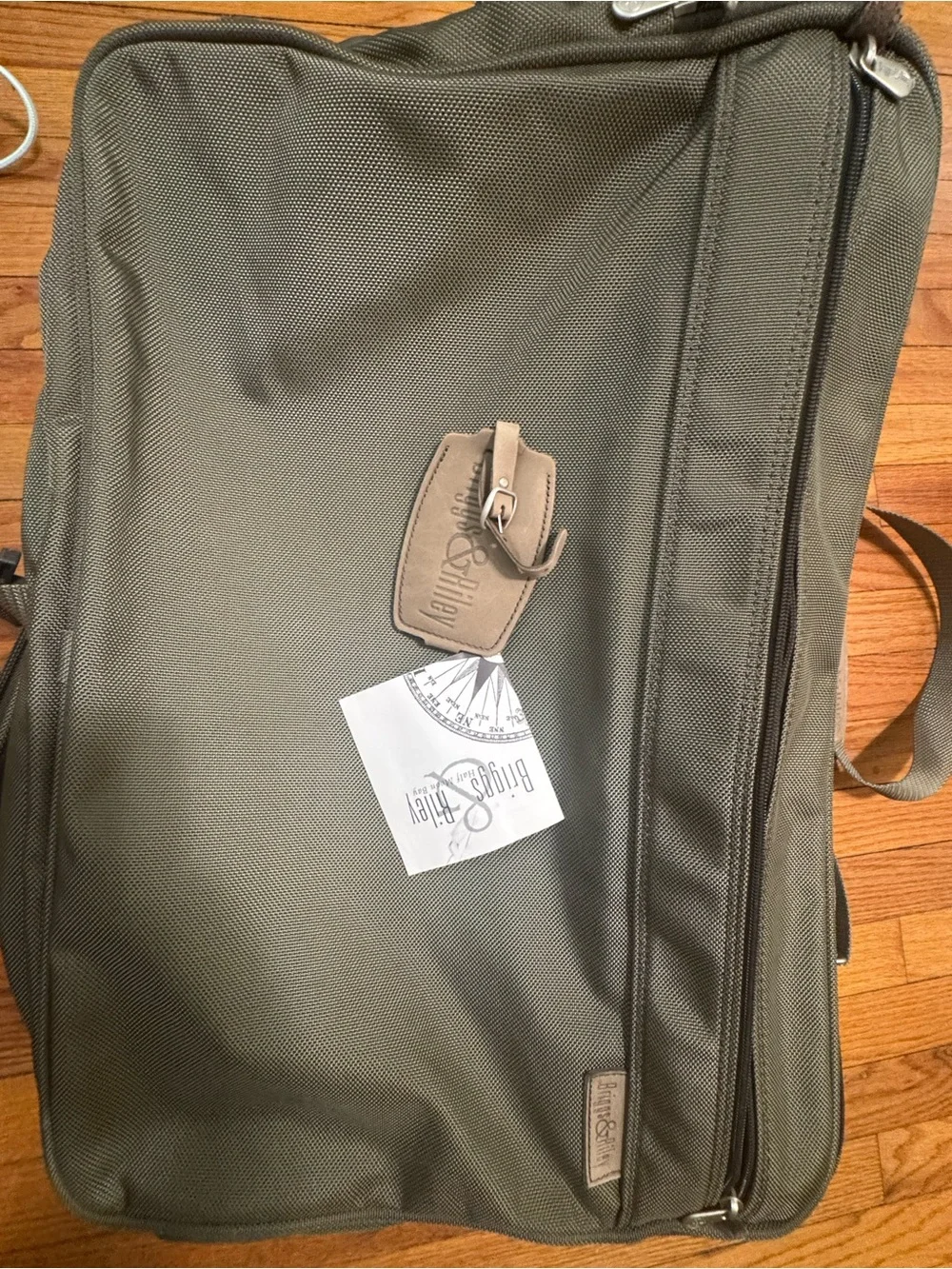 Briggs & Riley Olive Travel Garment Bag with Shoulder Strap